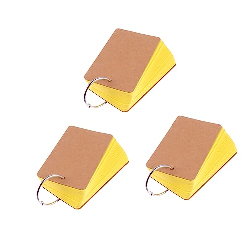 Gogogmee 3 Stück Notizkarten mit Ringbindung Tragbare Memo Pads für Schule und Zuhause Gelbe Blanko Papierkarten für Notizen und Lesezeichen von Gogogmee