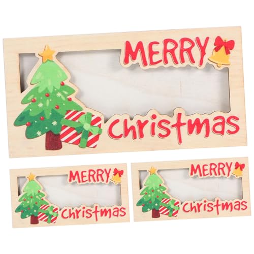 Gogogmee 3 Stück Weihnachtsgeldhalter aus Holz Stabile DIY Geldbörse mit Weihnachtsmuster Multifunktionaler Karten und Fotos Organizer Praktische Geschenkidee für Weihnachten und von Gogogmee