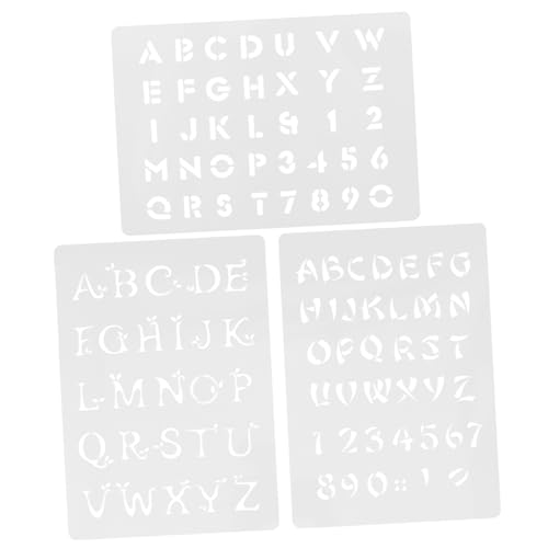 Gogogmee 3 Stück Wiederverwendbare Schablonen für DIY Malerei Englisches Alphabet und Zahlen Präzise Malvorlagen für Bastelprojekte Wand Papier und Holzgestaltung von Gogogmee