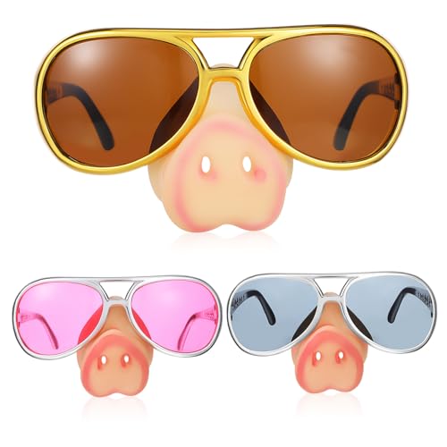 Gogogmee 3-teiliges Lustiges Brillenset Für : Sonnenbrille Zum Verkleiden – Neuartige Clown-hexen-schweinenase-brille Als Fotoautomaten-requisite, Geburtstagsparty- von Gogogmee