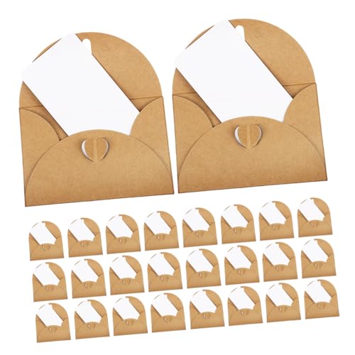 Gogogmee 30 Sätze Teiliges Mini Kraftpapier Umschläge mit Weißen Blanko-karten Herzförmiger Verschluss Vintage Mini-briefumschläge für Geburtstag Fest Einladungen Party Abschlussfeier von Gogogmee