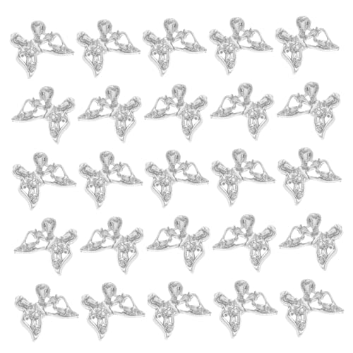 Gogogmee 30 Stück Silberne Schmetterling Nagel Charms Metall Nagelaccessoires mit Strass für Kreative Nagelkunst und Maniküre Dekorationen Bogen Design von Gogogmee