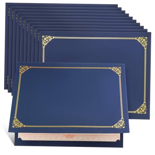 Gogogmee 30 Stück Zertifikathüllen mit Goldfolienrand Stabile Urkundenmappe Professionelle Dokumentenabdeckung für Abschluss Auszeichnung Vielseitig Einsetzbar mit Vorgestanzten Ecken von Gogogmee