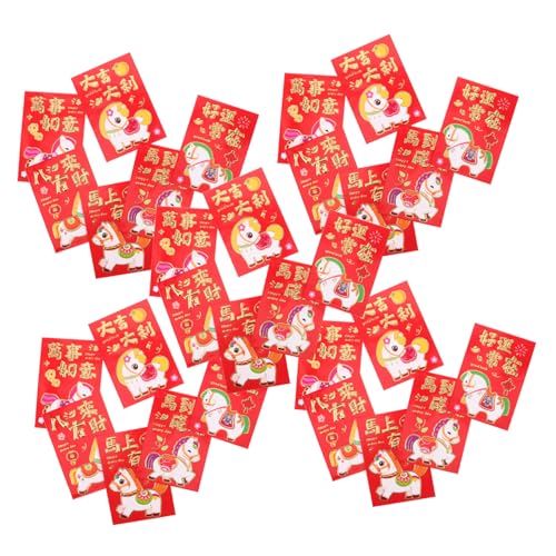 Gogogmee 300 Stück Rote Umschläge Pferdejahr Kreative Lunar Year Hong Bao Glücksgeldumschläge mit Cartoon Design für Frühlingsfest Hochzeit Abschlussfeier von Gogogmee