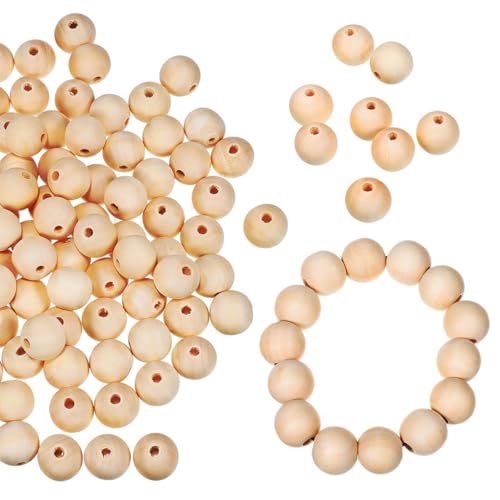 Gogogmee 300 Stück Runde Naturholzperlen Unbearbeitete Holzperlen mit Loch zum Auffädeln für DIY Schmuckherstellung Bastelprojekte und Handgemachte Dekorationen von Gogogmee