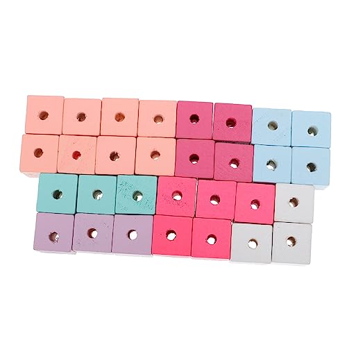 Gogogmee 30Stücke Bunte Holzperlen für DIY Schmuck Eckige Perlen für Armband und Halskette Bastelzubehör für Erwachsene Langlebig und Farbecht von Gogogmee