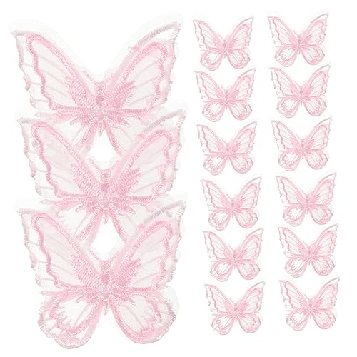 Gogogmee 30Stücke Organza Schmetterlings Applikationen für DIY Hochzeitszubehör Doppellagige Bestickte Patches Romantischen Farben zum Nähen und Dekorieren von Kleidung von Gogogmee
