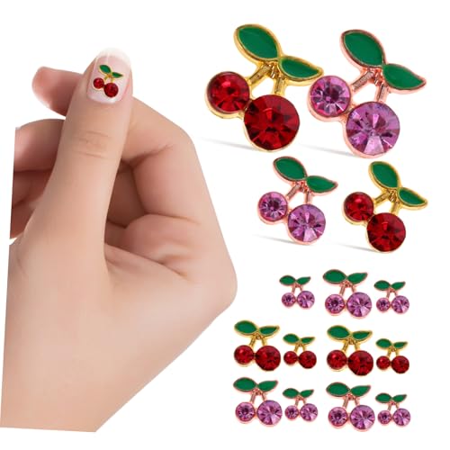 Gogogmee 32 Stück Teiliges Nail Art Cherry Nail Charms aus Langlebiger Legierung mit Funkelnden Strasssteinen Nageldekorationen für DIY Maniküre Einfache Anwendung Stilvolle von Gogogmee