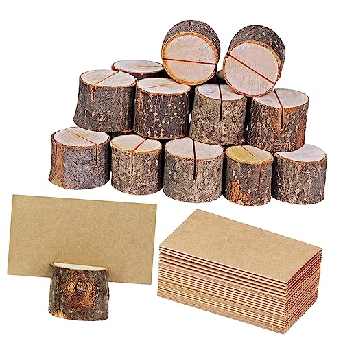 Gogogmee 35Sätze Kreative Holzrinde Memo Halter Teilig Holzclips für Tischkarten und Zahlenhalter für Hochzeiten Geburtstagsfeiern und Anlässe Dekorative Tischaccessoires von Gogogmee