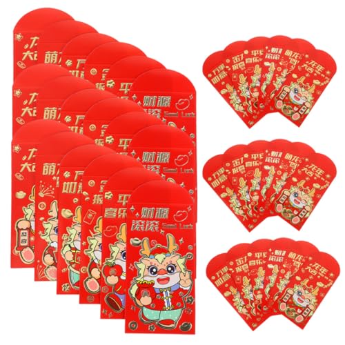 Gogogmee 36 Stück Rote Umschläge mit Drachenmuster Glücksumschläge für Chinesische Neujahr für Hochzeiten und Traditionelle Feiern von Gogogmee