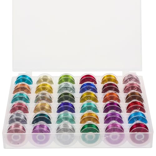Gogogmee 36Rollen Metallic Stickfäden Bunten Farben Hochwertige Nähfäden für DIY Stickmaschinen und Kreative Bastelprojekte für Dekoration und Handarbeiten Gogogmee 36Rollen Metallic Stickfäden Bunten Farben Hochwertige Nähfäden für DIY Stickmaschinen und Kreative Bastelprojekte für Dekoration und Handarbeiten von Gogogmee