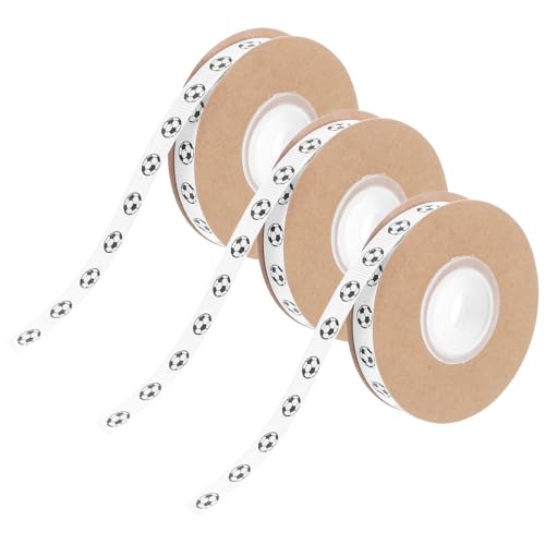Gogogmee 3Roll Fußball Geschenkband Yards Breites Sportliches Grosgrain mit Drahtkante Strapazierfähiges Seidenband für Geschenke Geburtstage Basteln Fußballfans Partydekoration von Gogogmee