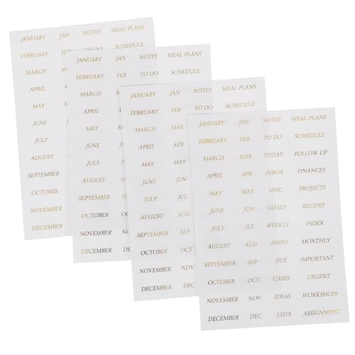 Gogogmee 4 Blätter Teiliges Scrapbook Sticker Transparentes Pet Material Goldene Gilding Aufkleber für DIY Planer Monatskalender Journal Dekoration Vintage Stil von Gogogmee