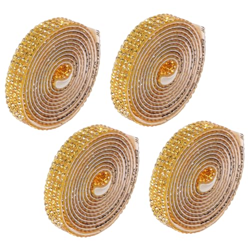 Gogogmee 4 Rollen Strass Bordüre Band Dekor Funkelndes Strassband Selbstklebendes Strassband Strass Bordürenband Golden von Gogogmee