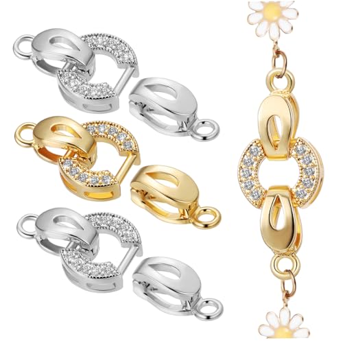 Gogogmee 4 Stück Armband Halskette Verschluss Armbandverschluss Herstellung Stecker Kettenverlängerungen Für Halskette Schließungen Verschlusshaken Gold Armbänder Armbandverschlüsse Kupfer von Gogogmee