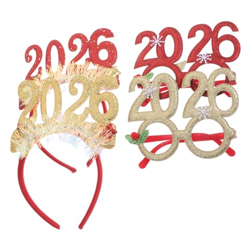 Gogogmee 4 Stück Festlicher Haarreif und Trendige Partybrille Accessoires für Silvesterfeiern und Feiertagsfeiern von Gogogmee