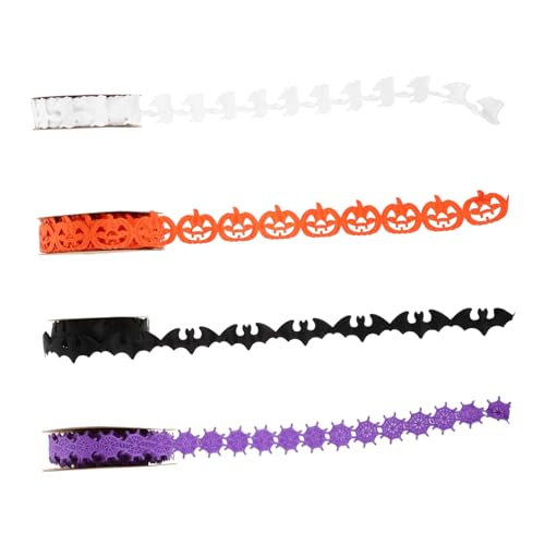 Gogogmee 4 Stück Halloween-dekorband mit Spinnennetz Kürbis Geist und Fledermaus-motiven Vielseitiges Geschenkband für Diy-geschenkverpackungen Kränze und Partydekorationen von Gogogmee
