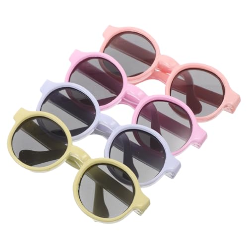 Gogogmee 4 Stück Puppen Sonnenbrillen Teiliges Bunte Macaron Farben Mini Brillen für Puppenhaus Basteln Rollenspiel und Puppenkostüm Zubehör von Gogogmee