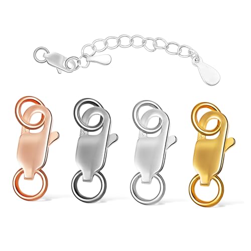 Gogogmee 4 Stück Teiliges Armbandverschluss Karabinerverschluss Geschlossenen Biegeringen in Silber Weißgold Gold Roségold Vielseitig für DIY Schmuckherstellung und Armband Verschlüsse von Gogogmee