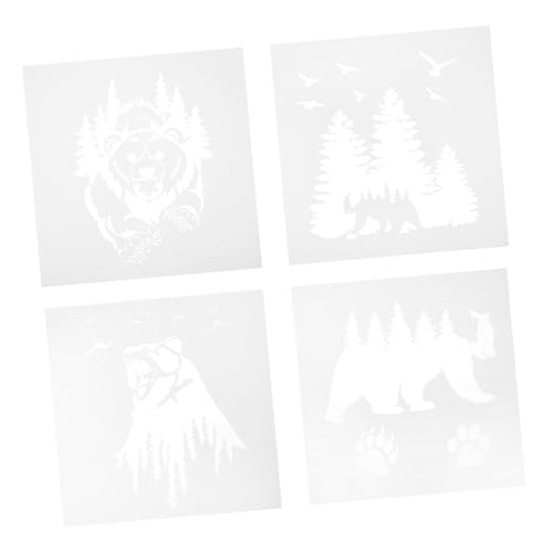 Gogogmee 4 Stück Teiliges Bär Schablonen aus Flexiblem Pet Wiederverwendbar und Waschbar für DIY Bastelprojekte Wie Scrapbooking Karten und Stempel und Langlebig Vielseitige Waldmotive von Gogogmee