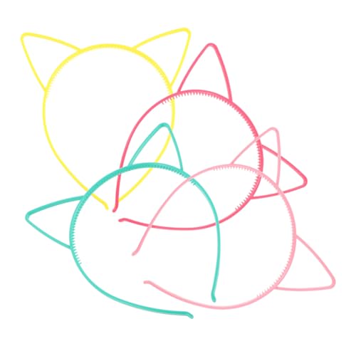 Gogogmee 4 Stück Teiliges Bunte Katzenohren Stirnbänder Leichtes Kunststoff Haarband Komfortabel für Mädchen Frauen Party Kostüm Alltagsmode von Gogogmee