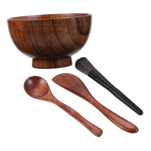 Gogogmee 4 Stück Teiliges DIY Holz Gesichtsmasken Rührschüssel Gesundes Geruchloses Maskenrührwerkzeug Wiederverwendbar Hautfreundlich für Hautpflege zu Hause von Gogogmee