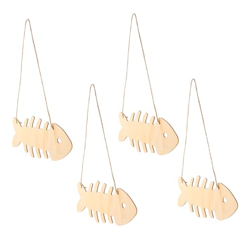 Gogogmee 4 Stück Teiliges DIY Holzstück Fischknochen Design Kreative Holzanhänger für Bastelprojekte Sichere Materialien für Kindergeburtstage und Feriendekoration von Gogogmee
