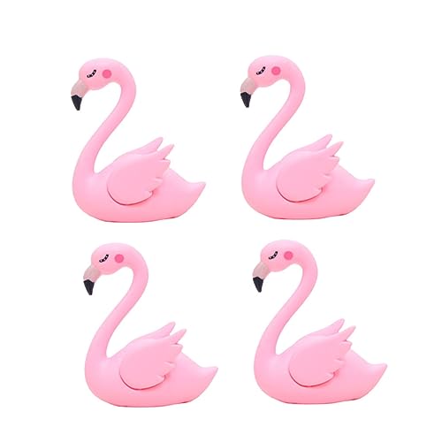 Gogogmee 4 Stück Teiliges Flamingo Ornament aus Kunststoff Süße Tortendeko mit Flügeln zum Öffnen Vielseitig als Partydeko Auto und Wohnaccessoire Farbenfrohe Sommer und Gartendekoration von Gogogmee
