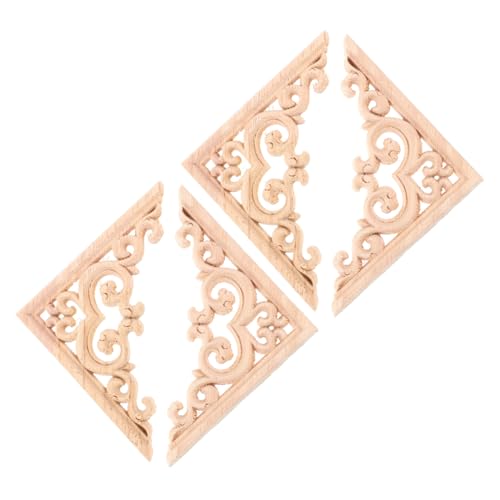 Gogogmee 4 Stück Teiliges Holzapplikationen für Möbel Unbemalte Holzornamente für Schranktüren Möbeldekoration Langlebige Schnitzerei Elegant und Klassisch für DIY Projekte von Gogogmee
