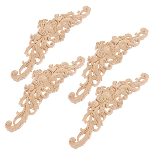 Gogogmee 4 Stück Teiliges Retro Holzschnitzerei Onlay Fein Polierte Holzapplikationen für DIY Möbeldekoration Vintage Ornamente Sichere Kanten zum Bemalen und Aufwerten von Kommoden von Gogogmee