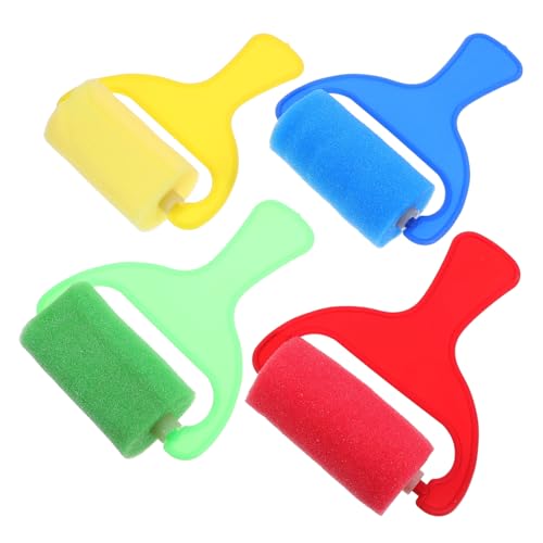 Gogogmee 4 Stück Teiliges Schwammpinsel mit Breitem Griff Kindersicherer Schwammroller für Fingerfarben Leicht Ergonomisch für DIY Malspaß und Kreative Graffitigestaltung von Gogogmee
