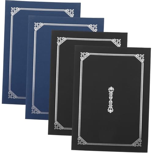 Gogogmee 4 Stück Teiliges Urkundenmappe Papier Zertifikat Hüllen mit Hochwertiger Prägung Schwarz und Blau Schützende Urkundenhalter für Diplome Auszeichnungen Dokumente Praktische von Gogogmee