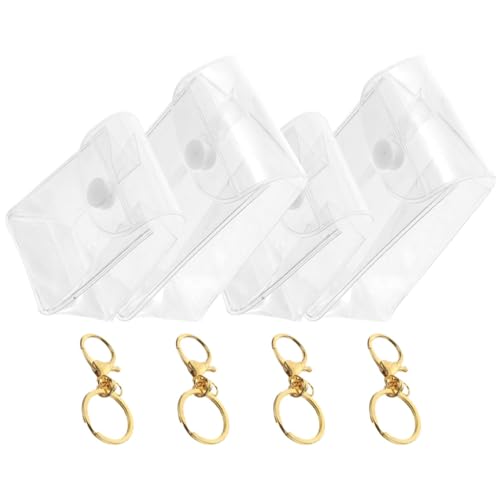 Gogogmee 4 Stück Transparente Lippenbalsam Organizer mit Schlüsselanhänger PVC Mini Aufbewahrungsbox für Figuren und Kosmetik für Kleine Modelle und Sammlungen von Gogogmee