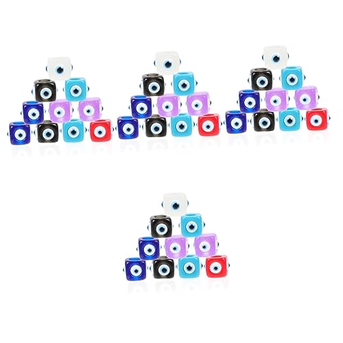 Gogogmee 40 Stk Anhänger-set Würfel Schmuck Lose Perlen Quadratische Abstandsperlen Quadratische Perlen Augapfelperlen Lose Perlen Des Bösen Blicks Blaues Auge Lose Perlen Plastik von Gogogmee