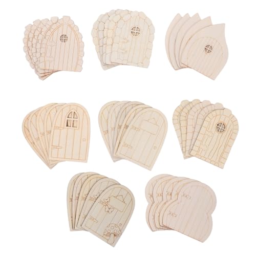 Gogogmee 40 Stück Teiliges Unbemalte Miniatur Feentüren aus Holz DIY Bastelset für Gartenbäume Vielseitige Dekoration für Zuhause Büro Geburtstag Hochzeit und Party Einfache Montage von Gogogmee