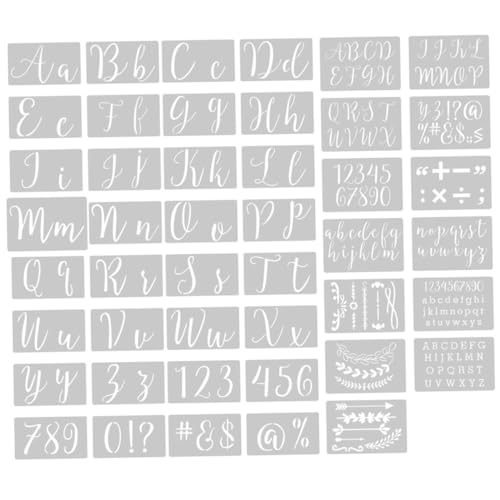 Gogogmee 45 Stück Teiliges Wiederverwendbare Pet Kunststoff Schablonen mit Hohlem Design Englische Buchstaben Malvorlagen für DIY Wandmalerei Vielseitig Einsetzbar für Kunsthandwerk und von Gogogmee