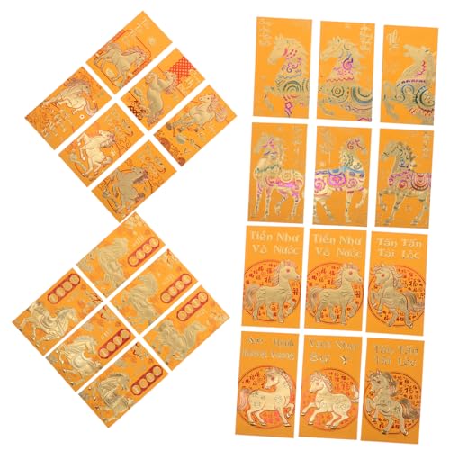 Gogogmee 48 Stück Teiliges Vietnamesische Glücksgeldumschläge Pferdejahr Umschläge mit Design für Lunar Year und Frühlingsfest Traditionell Kreative Geldgeschenkumschläge von Gogogmee