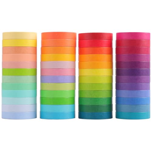 Gogogmee 48Rollen Washi Tape Einfarbiges Klebeband für DIY Scrapbooking Journaling Geschenkpäckchen und Dekoration für Kreative Projekte und von Gogogmee