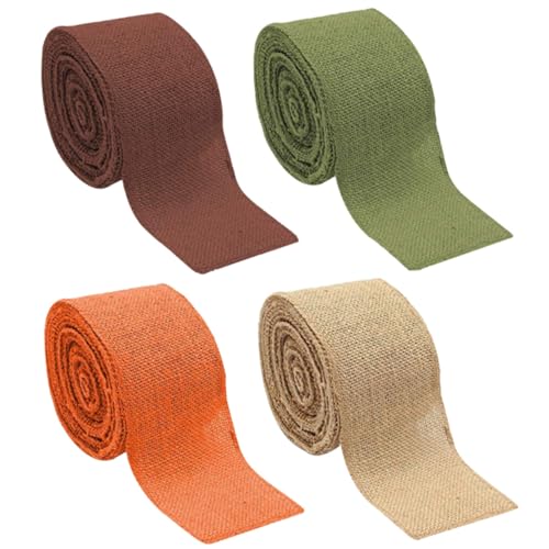 Gogogmee 4Rollen Lange Jutebänder und Natur Dekoratives DIY Geschenkband für Hochzeiten Babypartys und Feiern von Gogogmee