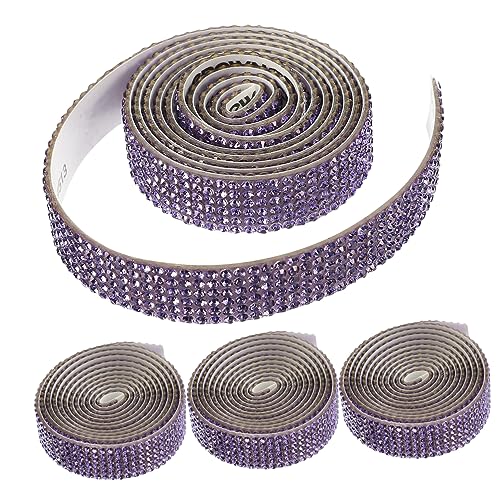 Gogogmee 4Rollen Strassgurt DIY Dekorative Applikationen Selbstklebende Glitzersteine für Kleidung Hochzeitskleider und Abendmode Traumlila von Gogogmee