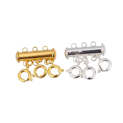 Gogogmee 4Stücke Magnetverschluss für Mehrlagige und Armbänder Kupfer Kettenverbinder für Frauen und Männer DIY Schmuck Zubehör Reihen Gold und Silber von Gogogmee