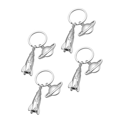 Gogogmee 4Stücke Metall Weltraum Schlüsselanhänger Raketen Anhänger mit Detaillierter Handwerkskunst Robust und Verschleißfest Party Dekoration und Schlüssel Accessoires von Gogogmee