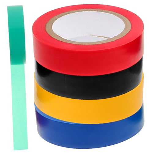 Gogogmee 5 Rollen Fünf Farbiges Elektrisches Isolierband Hochtemperaturbeständiges Flammhemmendes Klebeband für Innenanwendungen Je Rot Gelb Blau Grün Schwarz Lösung für von Gogogmee