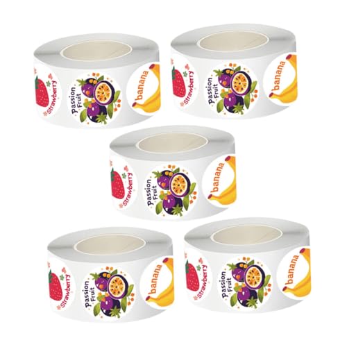 Gogogmee 5 Rollen Obstetiketten Selbstklebend Rund Bunte Früchte Aufkleber Für Scrapbooking Verpackung Dekoration DIY Basteln Fridge Wasserflasche Tumbler Gogogmee 5 Rollen Obstetiketten Selbstklebend Rund Bunte Früchte Aufkleber Für Scrapbooking Verpackung Dekoration DIY Basteln Fridge Wasserflasche Tumbler von Gogogmee
