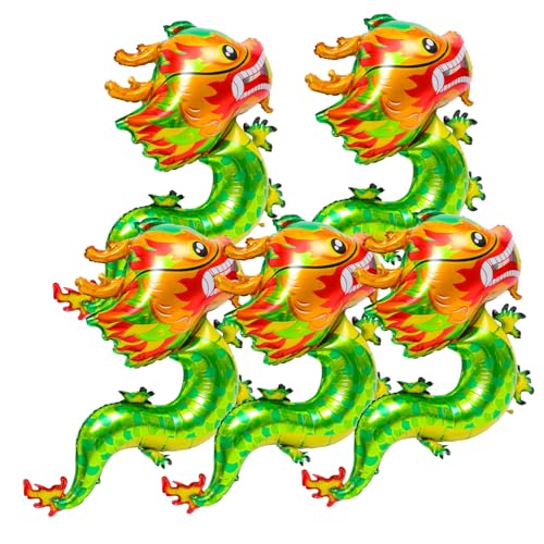Gogogmee 5 Stück Aluminiumfolie Drachenluftballons für Chinesisches Neujahr Bunte Partydeko mit Lebendigem Drachendesign Langlebig und Vielseitig für Frühlingsfest und Kindergeburtstag von Gogogmee