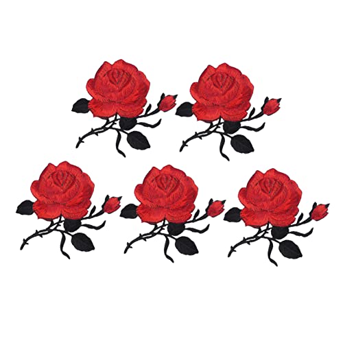 Gogogmee 5 Stück Rosenform Stickerei Applikationen Kleidung Patches Aufnäher für DIY Dekoration und Reparatur von Kleidung Geeignet für Taschen Hüte Schuhe und Socken von Gogogmee