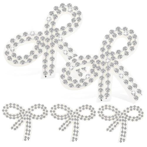 Gogogmee 5 Stück Strass Schleifen Aufnäher mit Funkelnden Kristallen Langlebige Verzierungen für Kleidung Jacken Hüte Vielseitige Applikationen Präzise Verarbeitung Glamouröser Look von Gogogmee