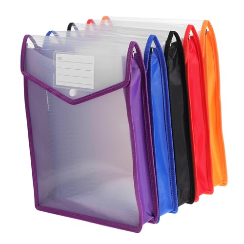 Gogogmee 5 Stück Teiliges Dokumentenhalter Transparent Organizer mit Beschriftungsfach Erweiterbar Stabil Wasserfest für Bürobedarf und Erhältlich in Blau Schwarz Rot und Orange von Gogogmee