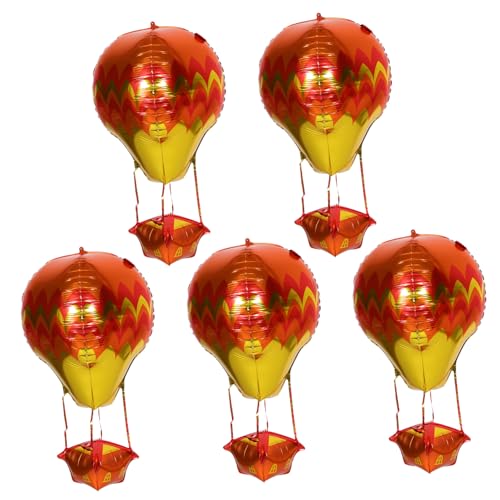 Gogogmee 5 Stück Teiliges Hot Air Balloon Folienballon aus Aluminiumfolie Langlebig Wiederverwendbar und Leicht Aufzublasen Einzigartiges Heißluftballon Design für Geburtstagsfeiern von Gogogmee
