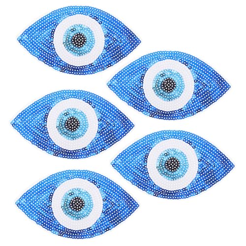 Gogogmee 5 Stück Teiliges Pailletten Aufnäher mit Gestickten Augen DIY Nähflicken zum Aufnähen oder Aufbügeln Modische Textilapplikationen für Kleidung Taschen Schuhe und Hüte von Gogogmee